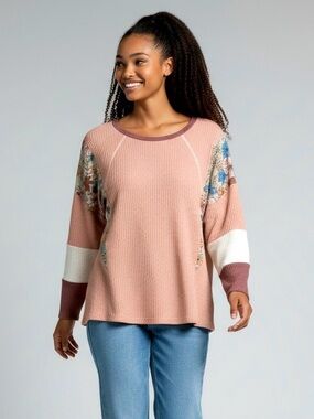 BloomChic Waffle-Knit Pink Top, SZ 18-20